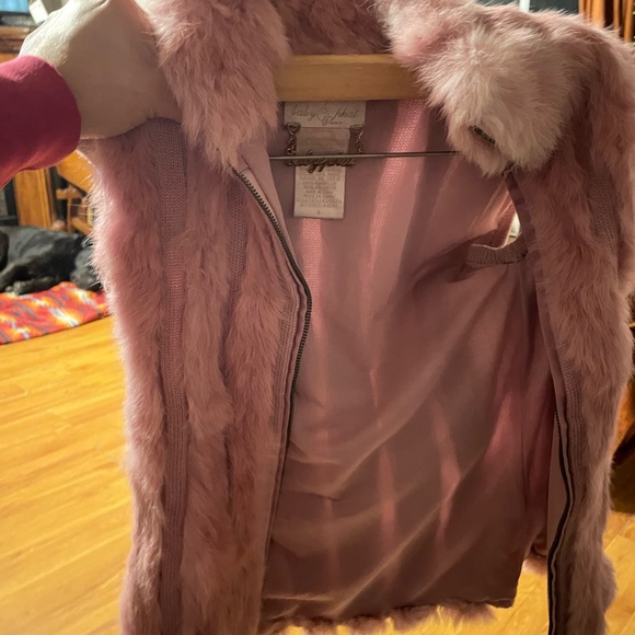 Baby Phat Jackets & Blazers - Baby Phat Pink Rabbit Fur Vest w/ Gold Logo Chain – Size S – Y2K Glam Aesthetic